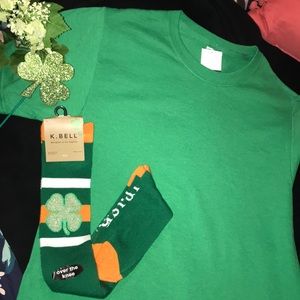 🍀2-in-1 Green Tee + Over the Knee Irish Socks🍀
